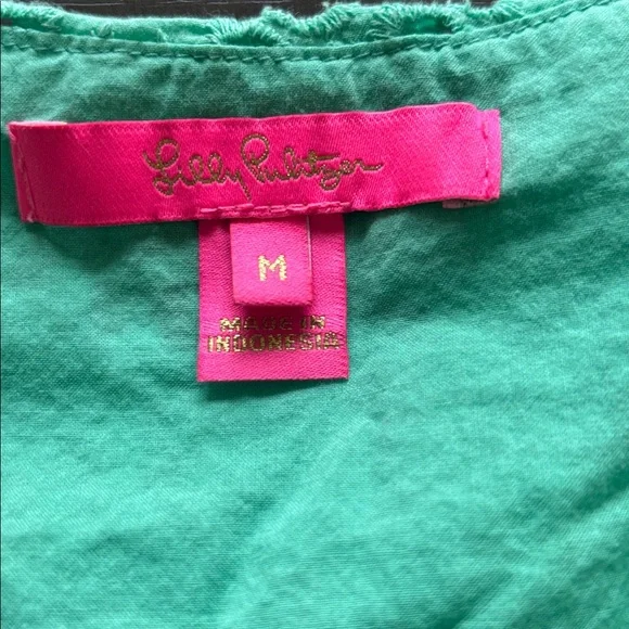 Lilly Pulitzer Teal Green Top with Eyelet Stitch Design - Picture 2 of 3
